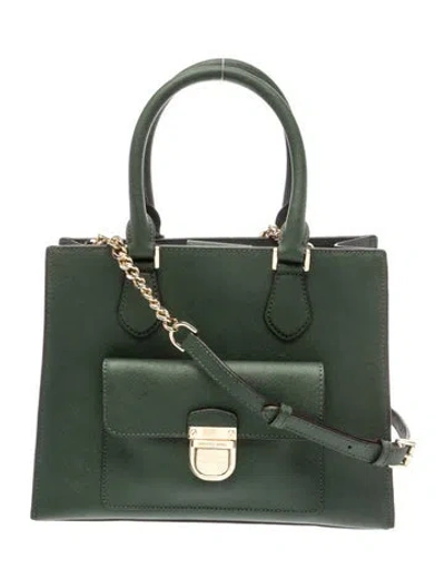 Pre-owned Michael Kors Saffiano Leather Shoulder Bag In Green
