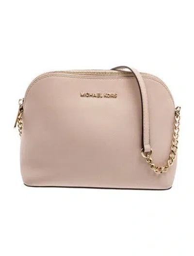 Pre-owned Michael Kors Saffiano Leather Shoulder Bag Medium In Neutrals