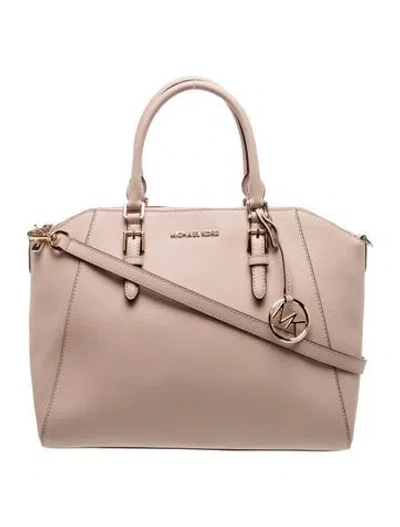 Pre-owned Michael Kors Saffiano Leather Shoulder Bag In Neutral