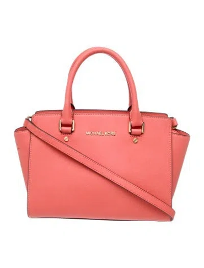 Pre-owned Michael Kors Saffiano Leather Shoulder Bag In Orange