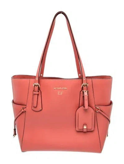Pre-owned Michael Kors Saffiano Leather Shoulder Bag In Orange