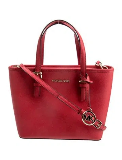 Pre-owned Michael Kors Saffiano Leather Shoulder Bag In Red