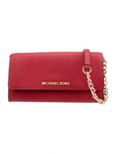 Pre-owned Michael Kors Saffiano Leather Shoulder Bag In Red