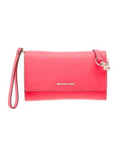 Pre-owned Michael Kors Saffiano Leather Shoulder Bag In Red