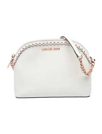 Pre-owned Michael Kors Saffiano Leather Shoulder Bag In White