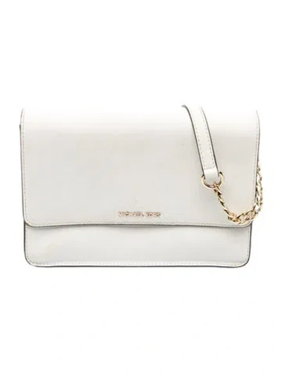 Pre-owned Michael Kors Saffiano Leather Shoulder Bag In White