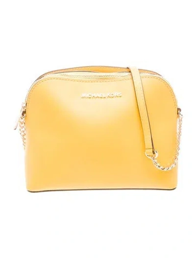 Pre-owned Michael Kors Saffiano Leather Shoulder Bag In Yellow