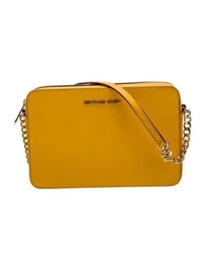 Pre-owned Michael Kors Saffiano Leather Shoulder Bag In Yellow