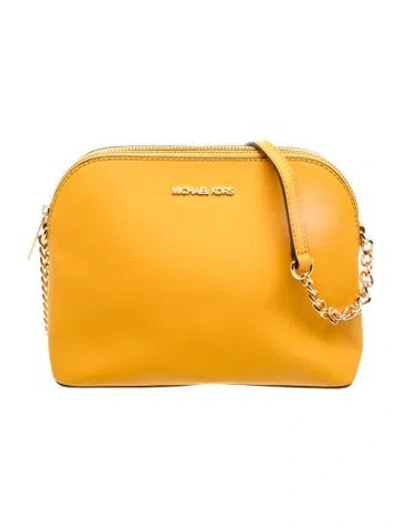 Pre-owned Michael Kors Saffiano Leather Shoulder Bag In Yellow