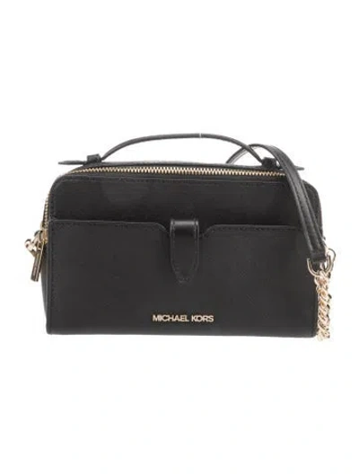 Pre-owned Michael Kors Saffiano Leather Top Handle Bag In Black