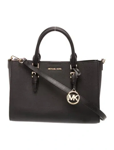 Pre-owned Michael Kors Saffiano Leather Top Handle Bag In Black