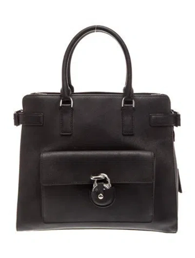 Pre-owned Michael Kors Saffiano Leather Top Handle Bag In Black