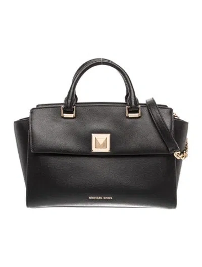 Pre-owned Michael Kors Saffiano Leather Top Handle Bag In Black