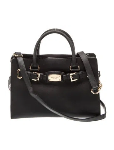 Pre-owned Michael Kors Saffiano Leather Top Handle Bag In Black