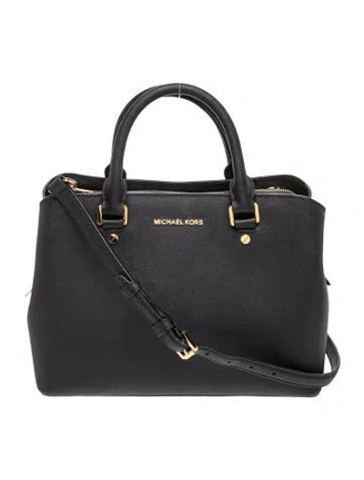 Pre-owned Michael Kors Saffiano Leather Top Handle Bag In Black