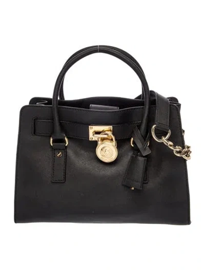 Pre-owned Michael Kors Saffiano Leather Top Handle Bag In Black