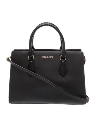 Pre-owned Michael Kors Saffiano Leather Top Handle Bag In Black