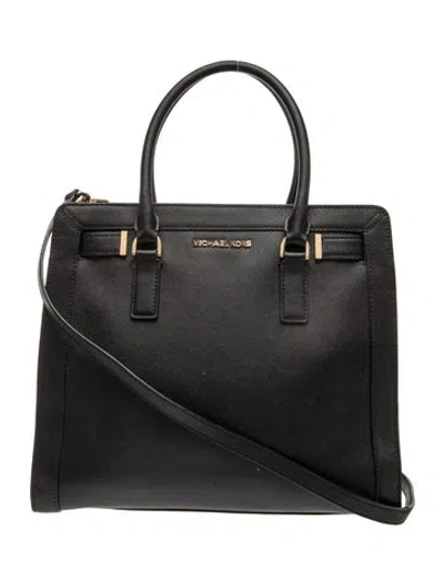 Pre-owned Michael Kors Saffiano Leather Top Handle Bag In Black
