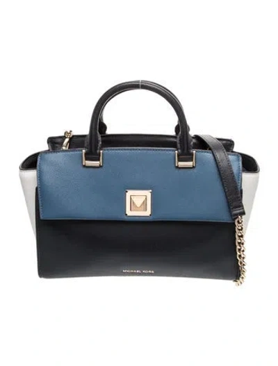 Pre-owned Michael Kors Saffiano Leather Top Handle Bag In Blue
