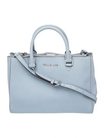 Pre-owned Michael Kors Saffiano Leather Top Handle Bag In Blue