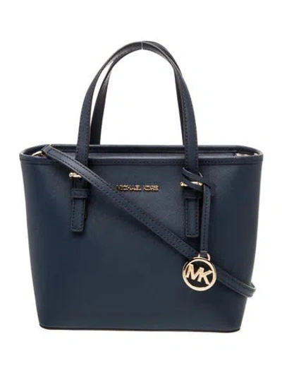 Pre-owned Michael Kors Saffiano Leather Top Handle Bag In Blue