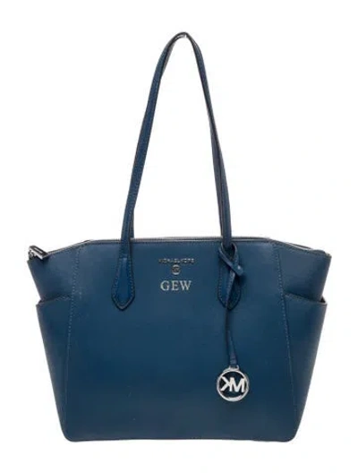 Pre-owned Michael Kors Saffiano Leather Top Handle Bag In Blue