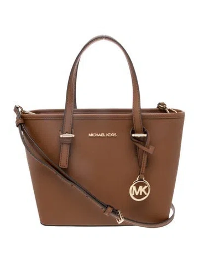 Pre-owned Michael Kors Saffiano Leather Top Handle Bag In Brown
