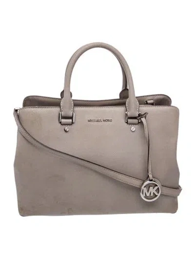 Pre-owned Michael Kors Saffiano Leather Top Handle Bag In Gray