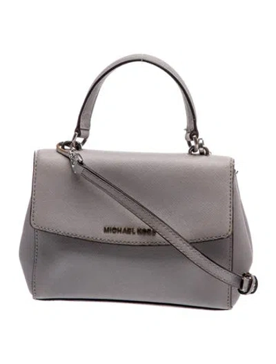 Pre-owned Michael Kors Saffiano Leather Top Handle Bag In Gray