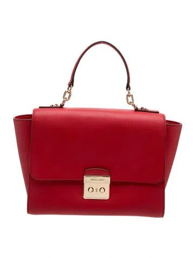 Pre-owned Michael Kors Saffiano Leather Top Handle Bag In Multi