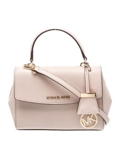 Pre-owned Michael Kors Saffiano Leather Top Handle Bag In Neutral