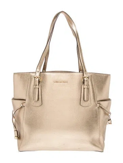 Pre-owned Michael Kors Saffiano Leather Top Handle Bag In Neutral