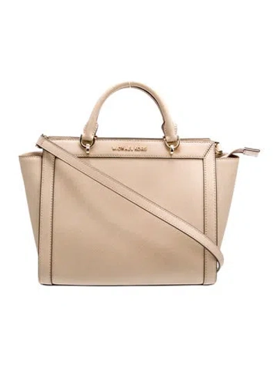 Pre-owned Michael Kors Saffiano Leather Top Handle Bag In Neutral