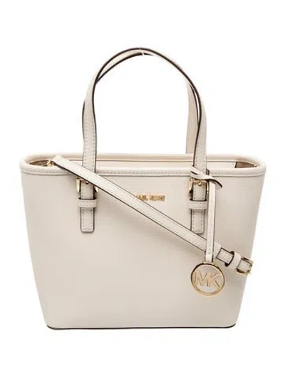 Pre-owned Michael Kors Saffiano Leather Top Handle Bag In Neutral