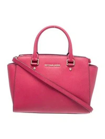 Pre-owned Michael Kors Saffiano Leather Top Handle Bag In Red