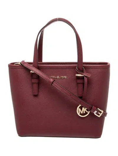 Pre-owned Michael Kors Saffiano Leather Top Handle Bag In Red