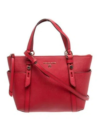 Pre-owned Michael Kors Saffiano Leather Top Handle Bag In Red