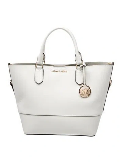 Pre-owned Michael Kors Saffiano Leather Top Handle Bag In White