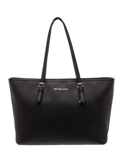 Pre-owned Michael Kors Saffiano Leather Tote In Black