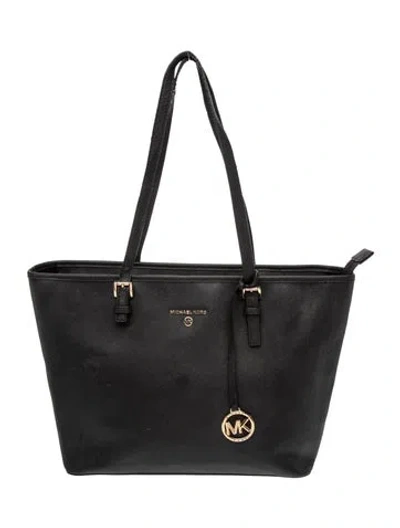 Pre-owned Michael Kors Saffiano Leather Tote In Black
