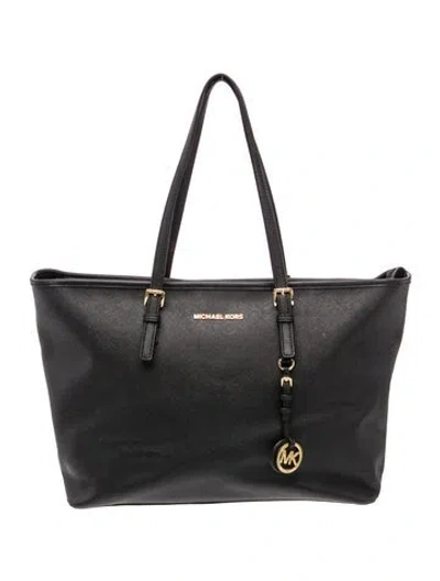 Pre-owned Michael Kors Saffiano Leather Tote In Black