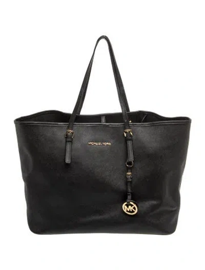 Pre-owned Michael Kors Saffiano Leather Tote In Black