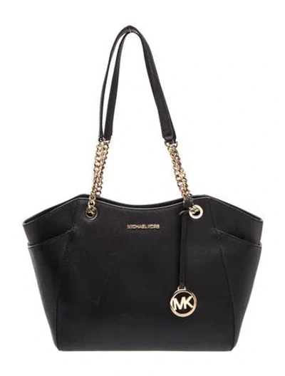 Pre-owned Michael Kors Saffiano Leather Tote In Black