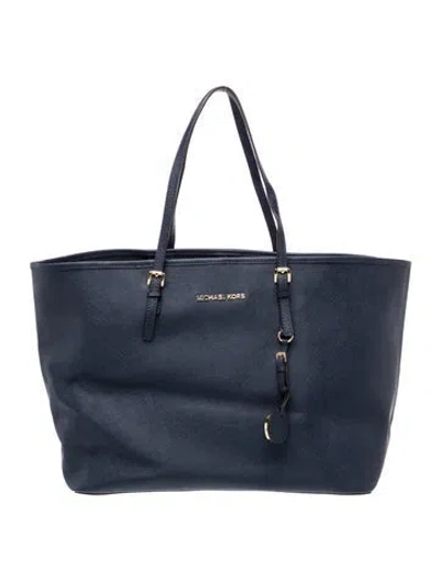 Pre-owned Michael Kors Saffiano Leather Tote In Blue