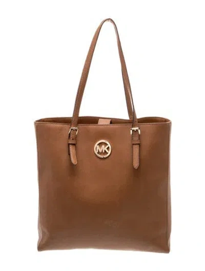 Pre-owned Michael Kors Saffiano Leather Tote In Brown