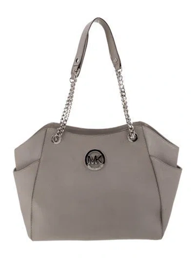 Pre-owned Michael Kors Saffiano Leather Tote In Gray