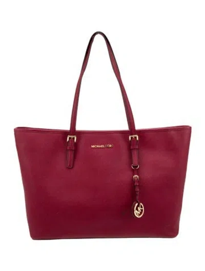 Pre-owned Michael Kors Saffiano Leather Tote In Red