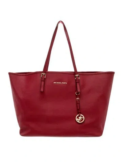 Pre-owned Michael Kors Saffiano Leather Tote In Red