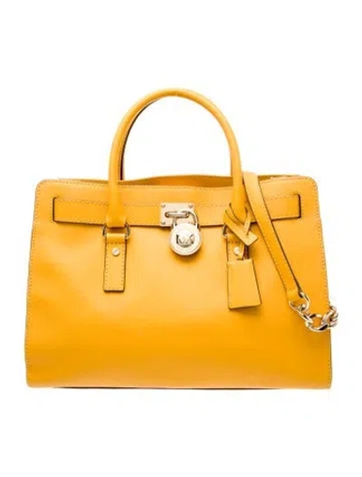 Pre-owned Michael Kors Saffiano Leather Tote In Yellow