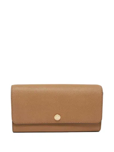 Pre-owned Michael Kors Saffiano Leather Wallet In Brown